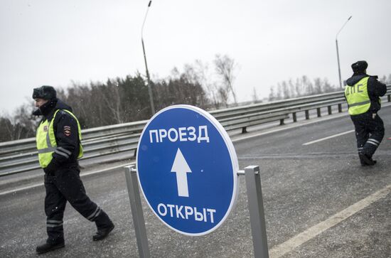 Opening of new road intersection leading to Domodedovo airport