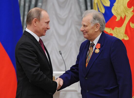 Russian President Vladimir Putin presents state awards