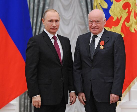 Russian President Vladimir Putin presents state awards