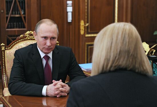 President Vladimir Putin meets with human rights ombudsperson Ella Pamfilova