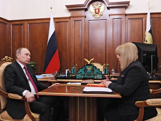 President Vladimir Putin meets with human rights ombudsperson Ella Pamfilova