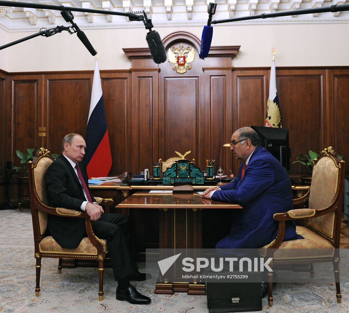 President Vladimir Putin meets with USM Holding founder Alisher Usmanov