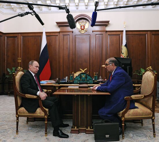President Vladimir Putin meets with USM Holding founder Alisher Usmanov