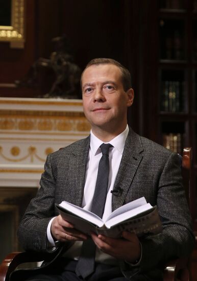 Prime Minister Dmitry Medvedev takes part in War and Peace Literary Marathon project