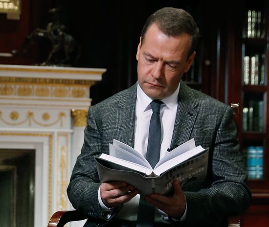 Prime Minister Dmitry Medvedev takes part in War and Peace Literary Marathon project