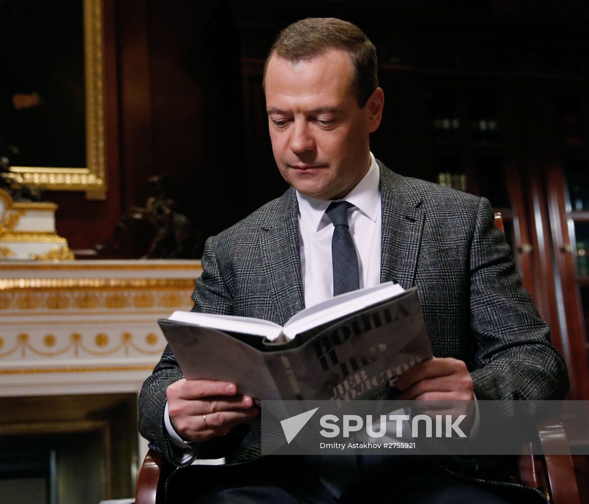 Prime Minister Dmitry Medvedev takes part in War and Peace Literary Marathon project
