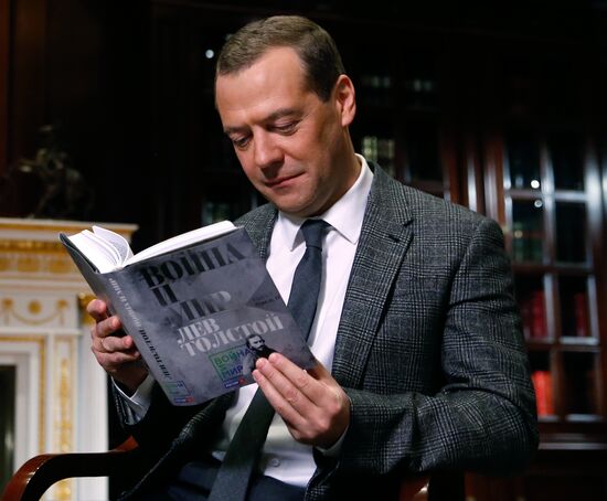 Prime Minister Dmitry Medvedev takes part in War and Peace Literary Marathon project