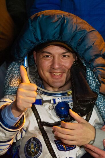Landing of Soyuz TMA-17M spacecraft with crew of expedition 44/45 to International Space Station