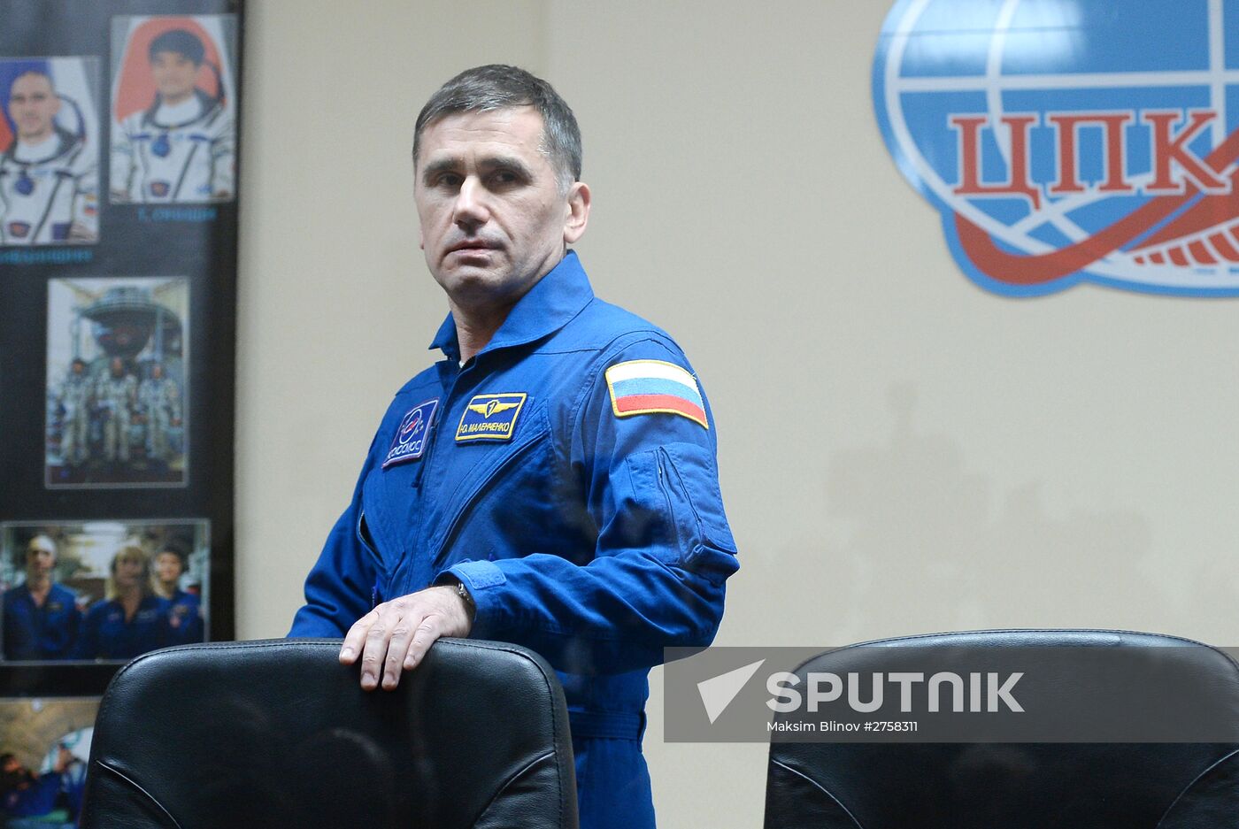 News conference with Soyuz TMA-19M spacecraft crew at Baikonur Cosmodrome
