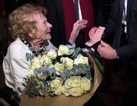 Russian ambassador in France A. Orlov presents Baroness Irina vo
