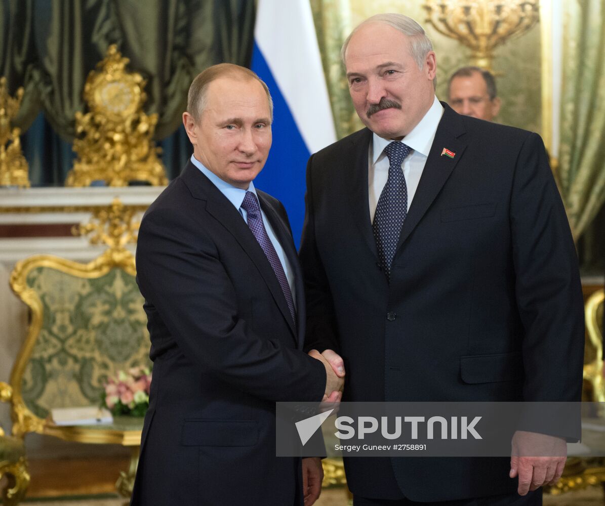Russian President Vladimir Putin holds Russian-Belarusian talks
