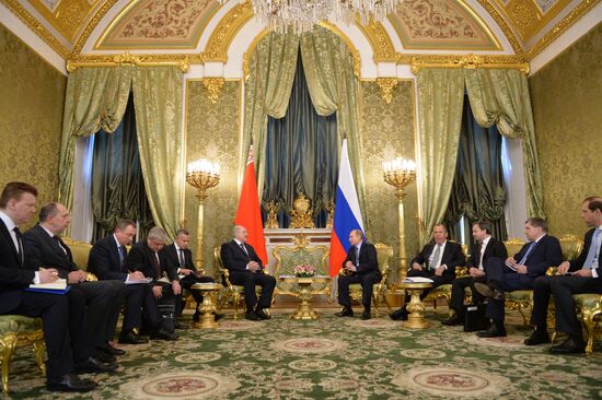 Russian President Vladimir Putin holds Russian-Belarusian talks