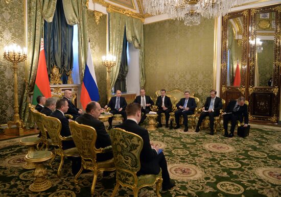 Russian President Vladimir Putin holds Russian-Belarusian talks