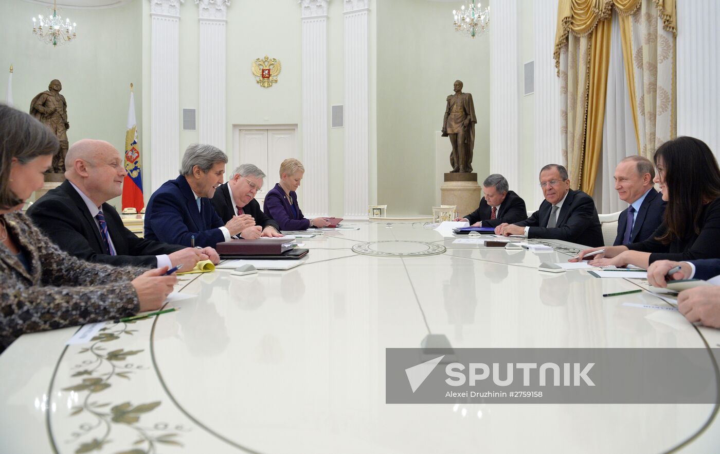 President Vladimir Putin meets with US State Secretary John Kerry