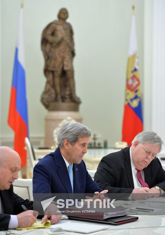 President Vladimir Putin meets with US Secretary of State John Kerry