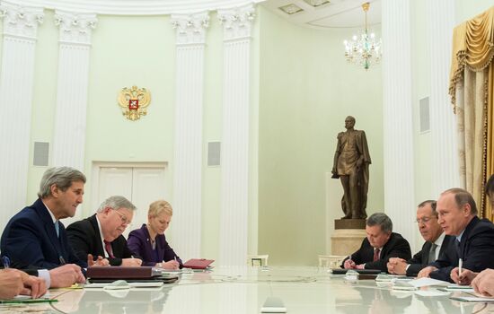 President Vladimir Putin meets with US State Secretary John Kerry