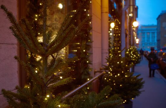 New Year's street decorations in St. Petersburg