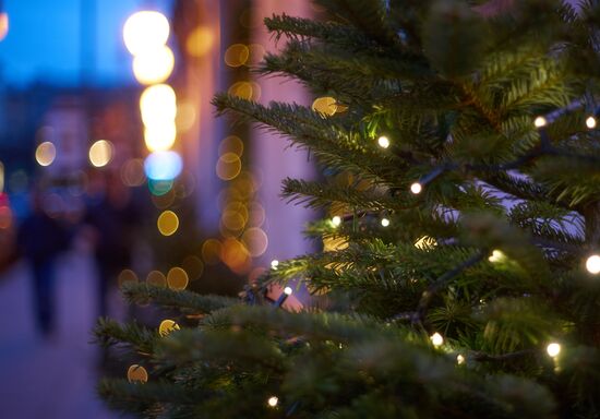 New Year's street decorations in St. Petersburg