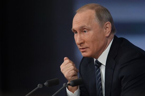 11th annual news conference with Russian President Vladimir Putin