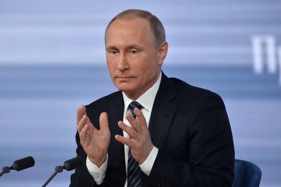 11th annual news conference with Russian President Vladimir Putin