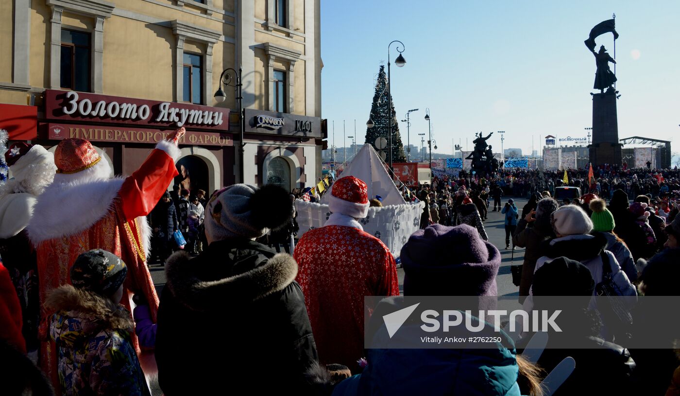 Father Frost parade in Vladivostok