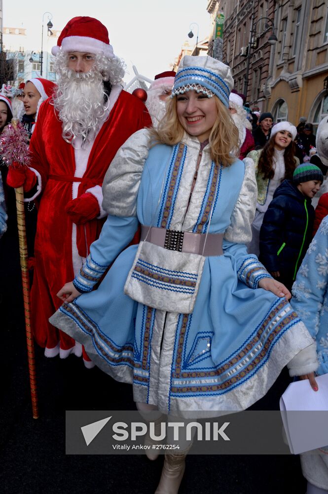 Father Frost parade in Vladivostok