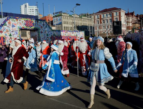 Father Frost parade in Vladivostok