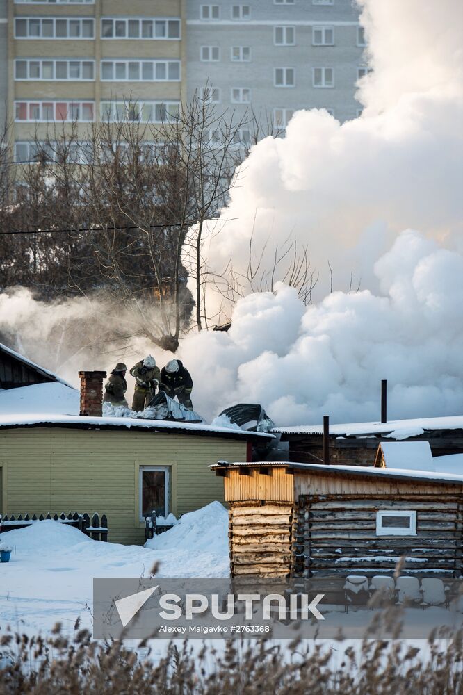 Fire in private residential house in Omsk