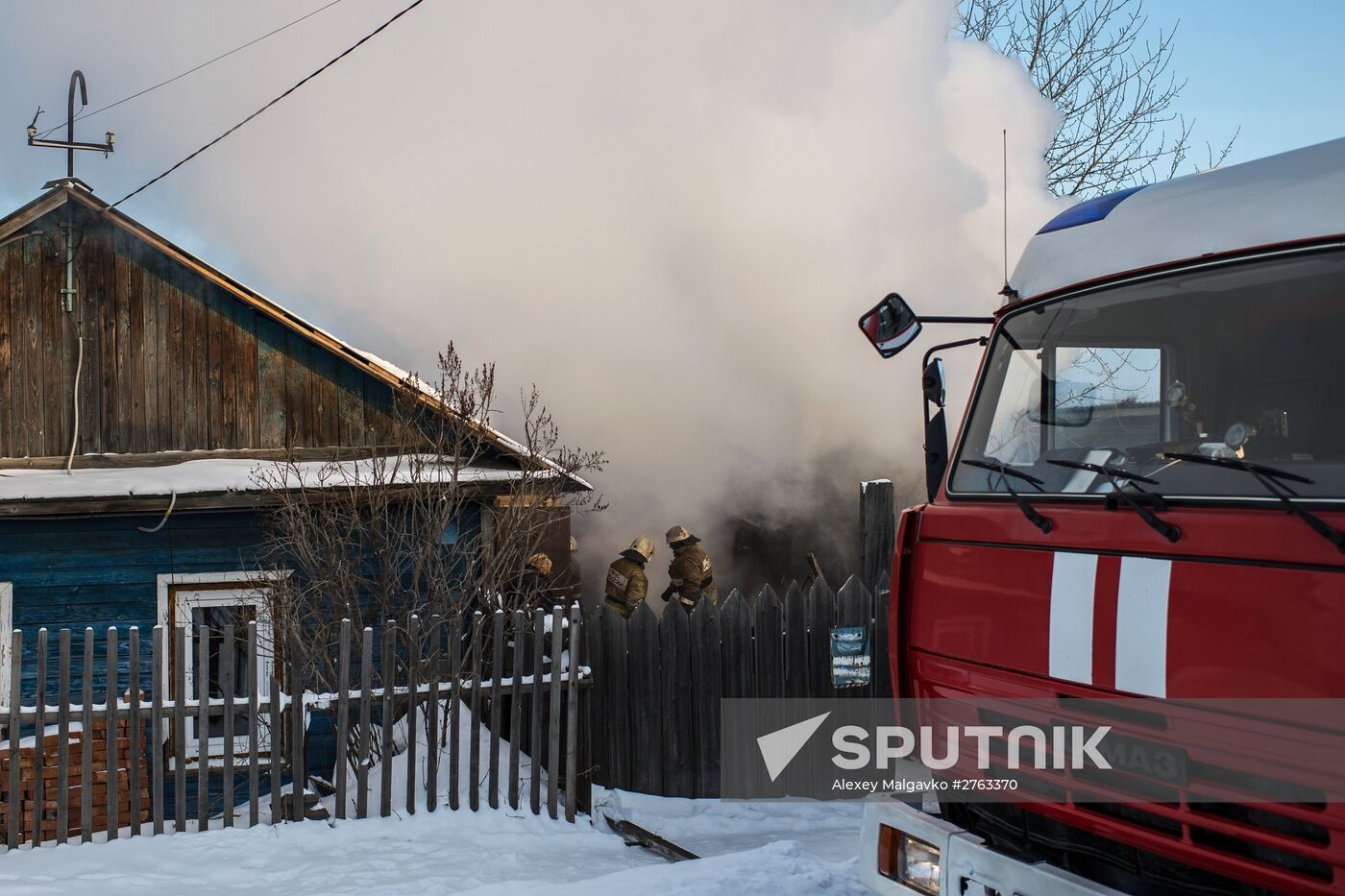 Fire in private residential house in Omsk