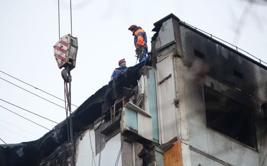 Aftermath of household gas explosion in residential building in Volgograd