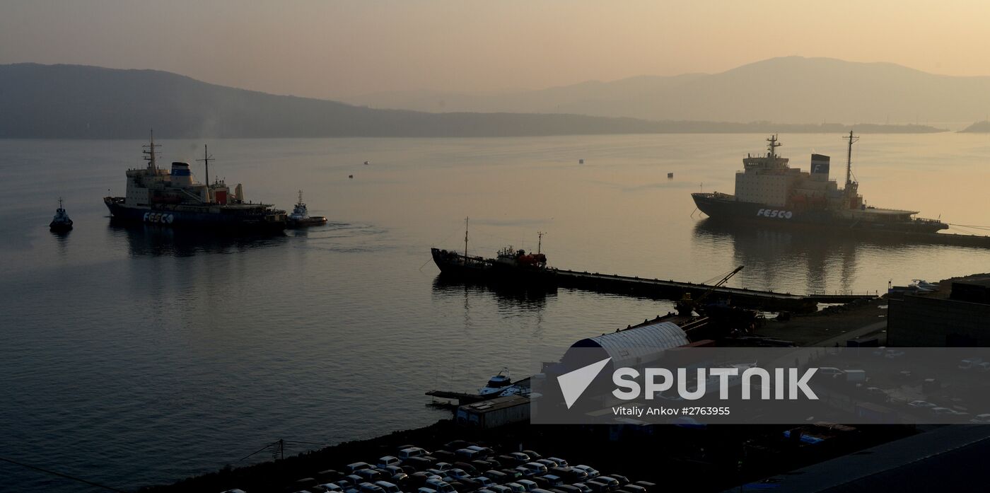 Icebreaker "Admiral Makarov" leaving Vladivostok
