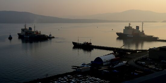 Icebreaker "Admiral Makarov" leaving Vladivostok
