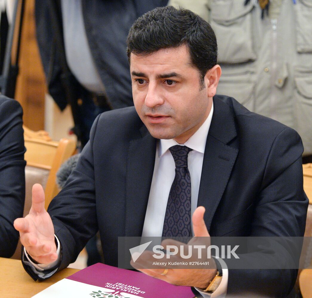 Russian Foreign Minister Sergey Lavrov and Co-Leader of Peoples' Democratic Party of Turkey Selahattin Demirtas meet in Moscow