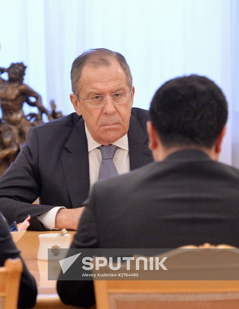 Russian Foreign Minister Sergey Lavrov and Co-Leader of Peoples' Democratic Party of Turkey Selahattin Demirtas meet in Moscow