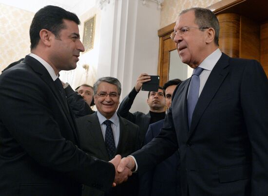 Russian Foreign Minister Sergey Lavrov and Co-Leader of Peoples' Democratic Party of Turkey Selahattin Demirtas meet in Moscow