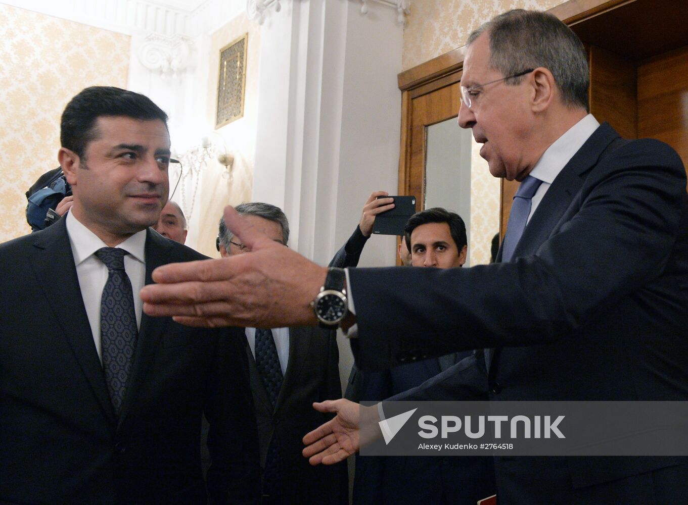 Russian Foreign Minister Sergey Lavrov and Co-Leader of Peoples' Democratic Party of Turkey Selahattin Demirtas meet in Moscow