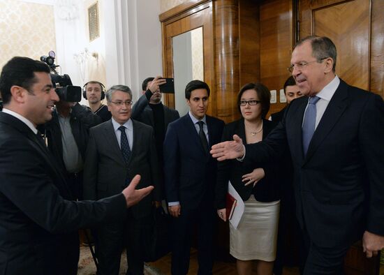 Russian Foreign Minister Sergey Lavrov and Co-Leader of Peoples' Democratic Party of Turkey Selahattin Demirtas meet in Moscow
