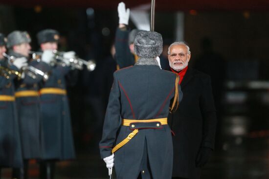 Prime Minister of India Narendra Modi arrives in Moscow