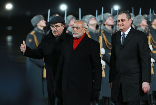Prime Minister of India Narendra Modi arrives in Moscow