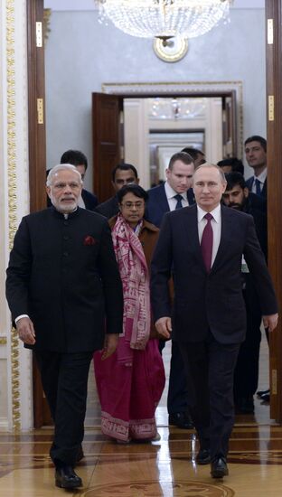 Vladimir Putin meets with Indian Prime Minister Narendra Modi