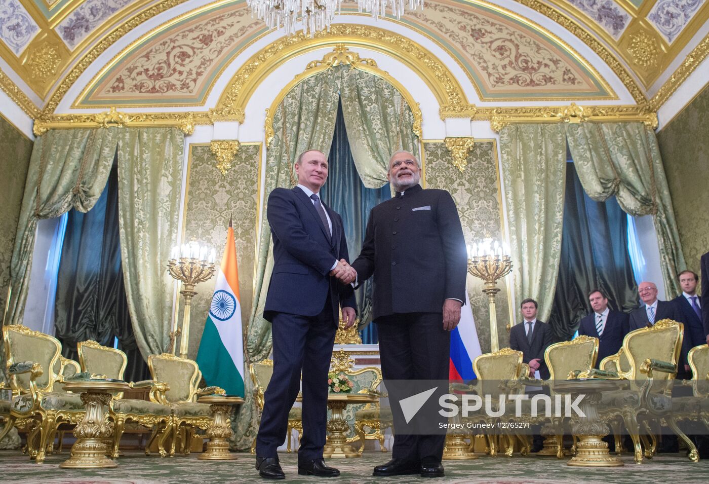 Russian President Vladimir Putin meets with Indian Prime Minister Narendra Modi