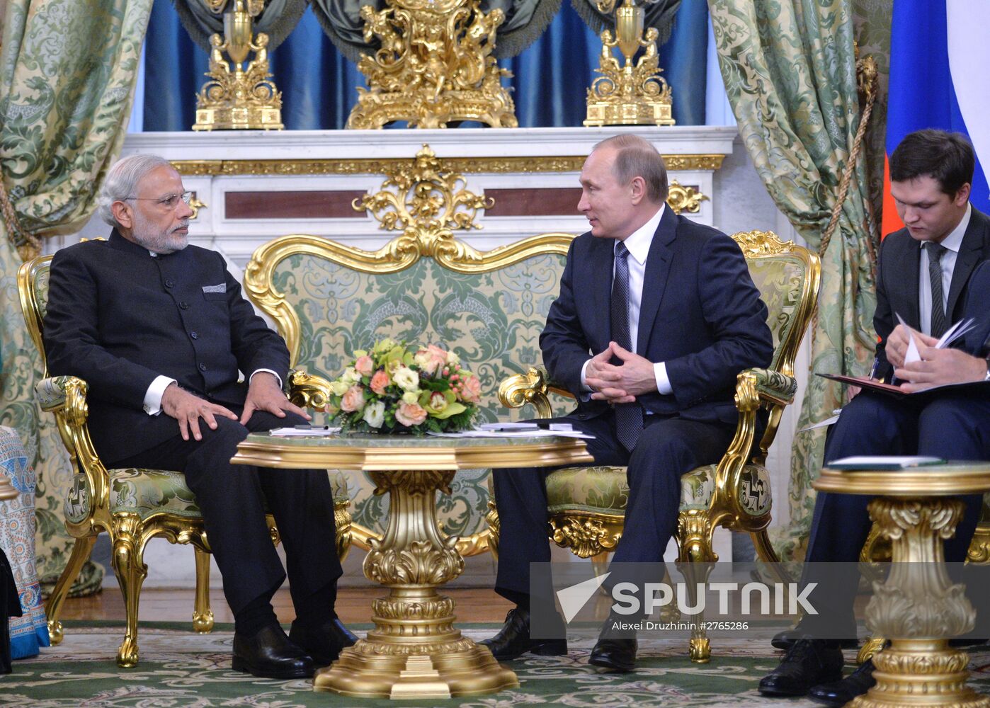 Russian President Vladimir Putin meets with Indian Prime Minister Narendra Modi