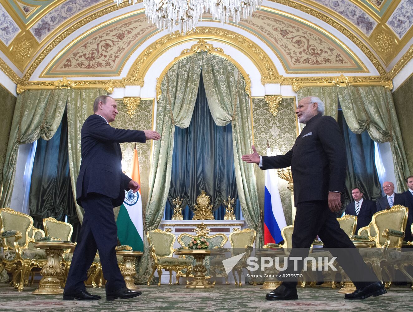 Russian President Vladimir Putin meets with Indian Prime Minister Narendra Modi