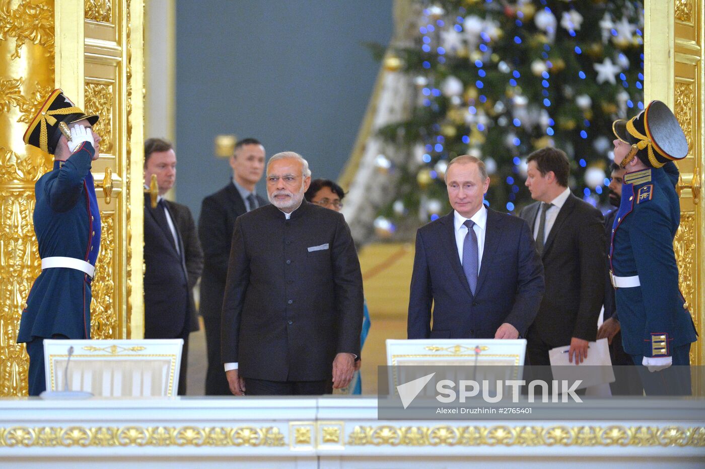 Russian President Vladimir Putin meets with Indian Prime Minister Narendra Modi