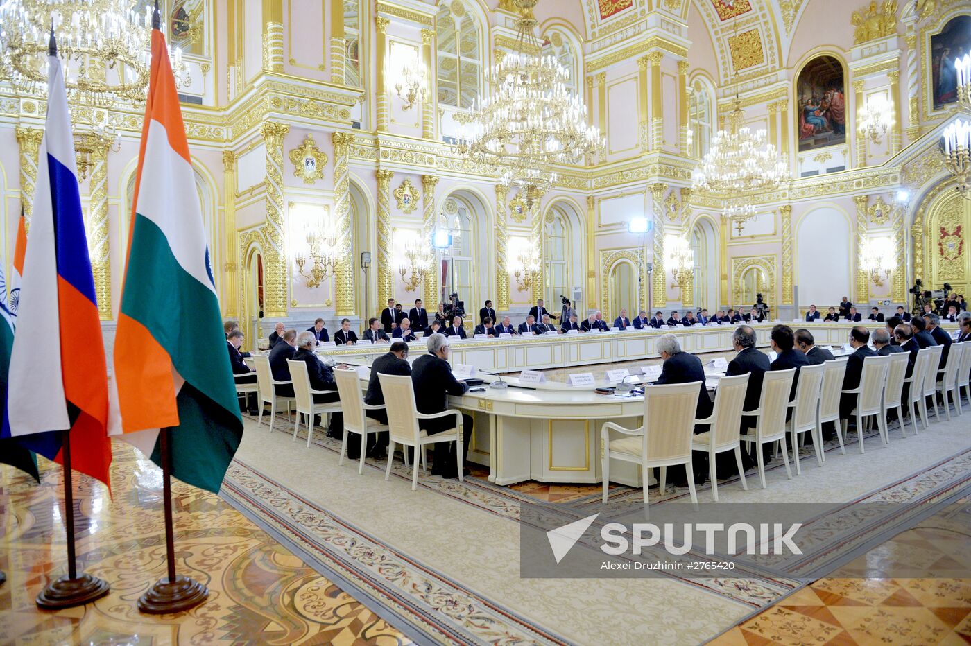 Russian President Vladimir Putin meets with Indian Prime Minister Narendra Modi