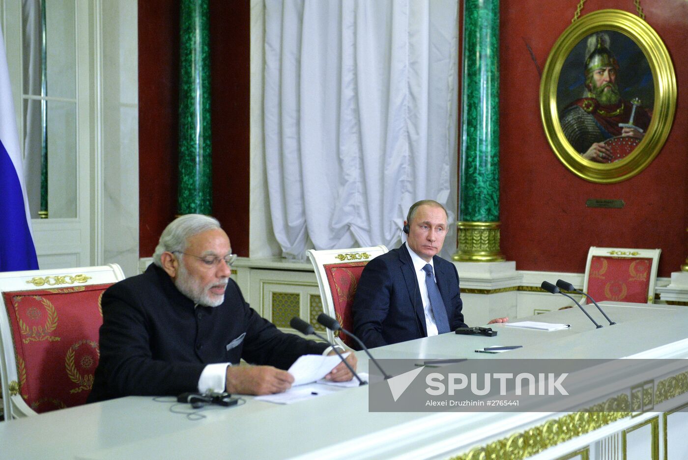 Russian President Vladimir Putin meets with Indian Prime Minister Narendra Modi