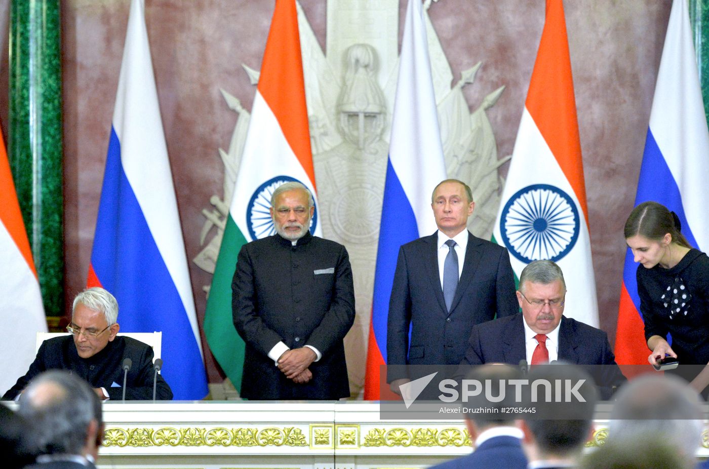 Russian President Vladimir Putin meets with Indian Prime Minister Narendra Modi