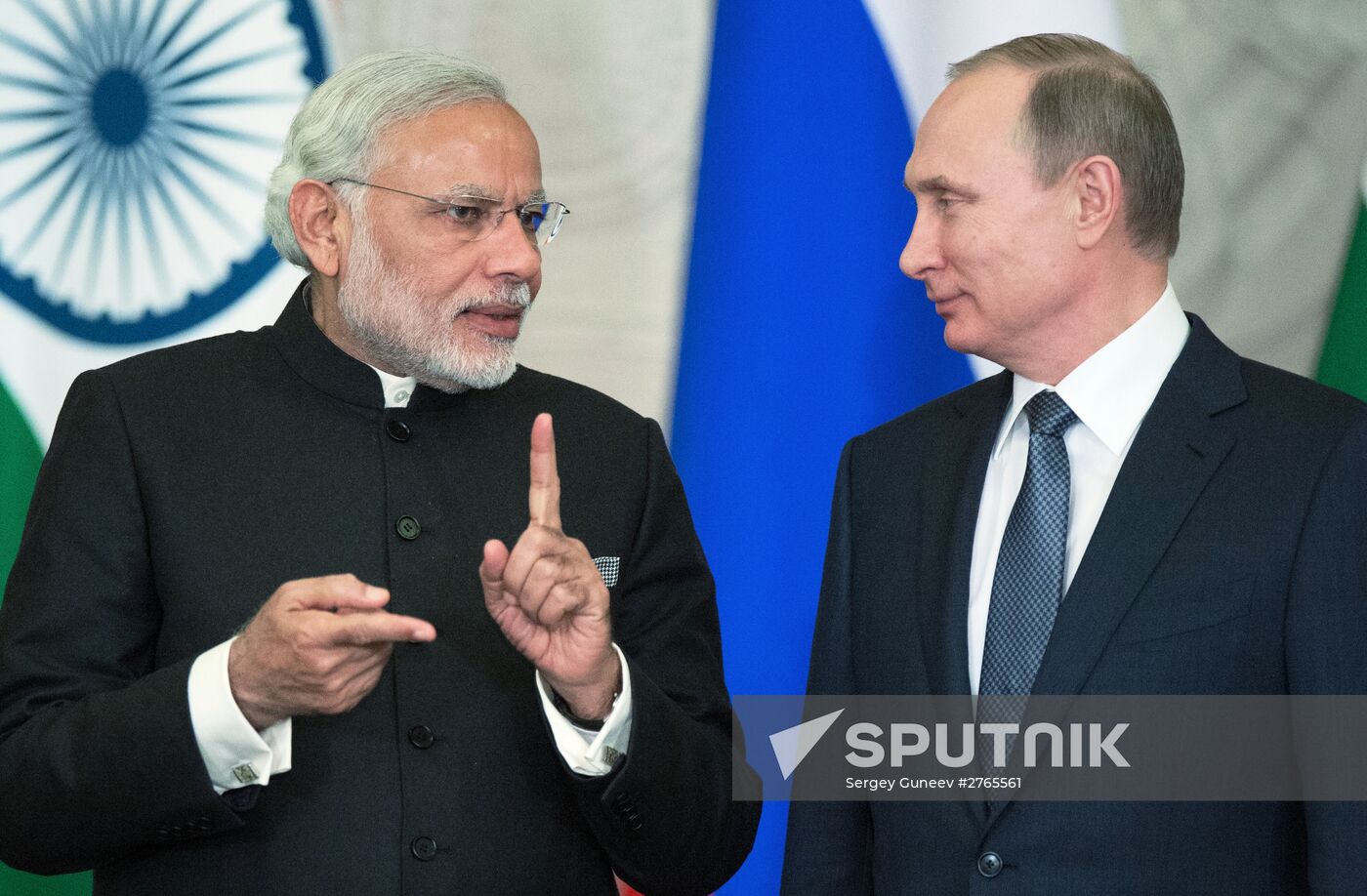 Russian President Vladimir Putin meets with Indian Prime Minister Narendra Modi