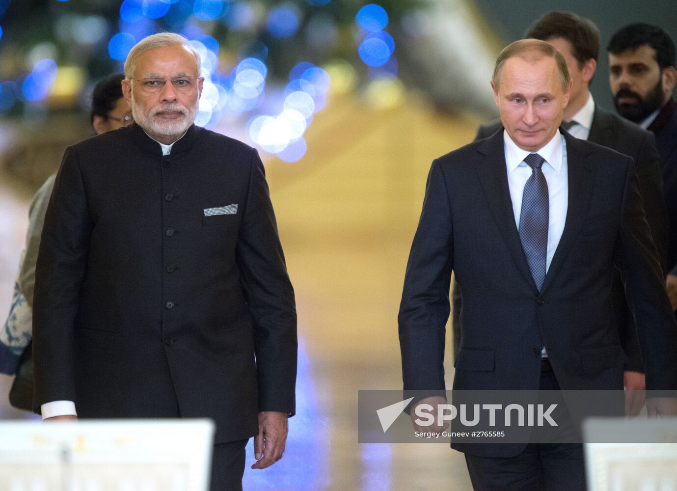 Russian President Vladimir Putin meets with Indian Prime Minister Narendra Modi