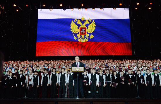 President Vladimir Putin attends concert of Children's Choir of Russia